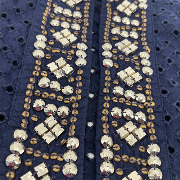 Chico’s Boho Eyelet Crochet Beaded Studded Sequins Coastal Open Cardigan Jacket - Picture 10 of 16